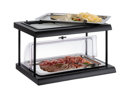 APS Vitrine de buffet DEUX ETAGES GN 1/1, noir