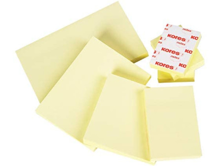 Kores Note adhésive 50 x 75 mm, uni, jaune