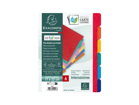 EXACOMPTA Intercalaires en carton, A4, 6 touches