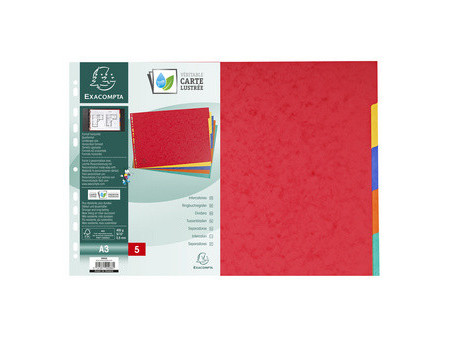 EXACOMPTA Intercalaires en carton, uni A3 paysage, 5 touches