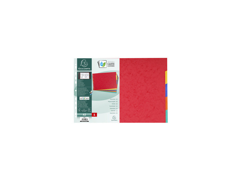 EXACOMPTA Intercalaires en carton, uni A3 paysage, 5 touches