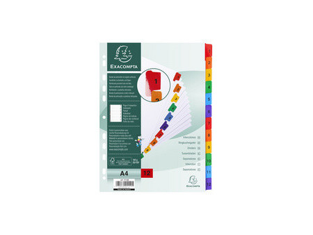EXACOMPTA Intercalaires en carton 1-12, A4, 12 touches