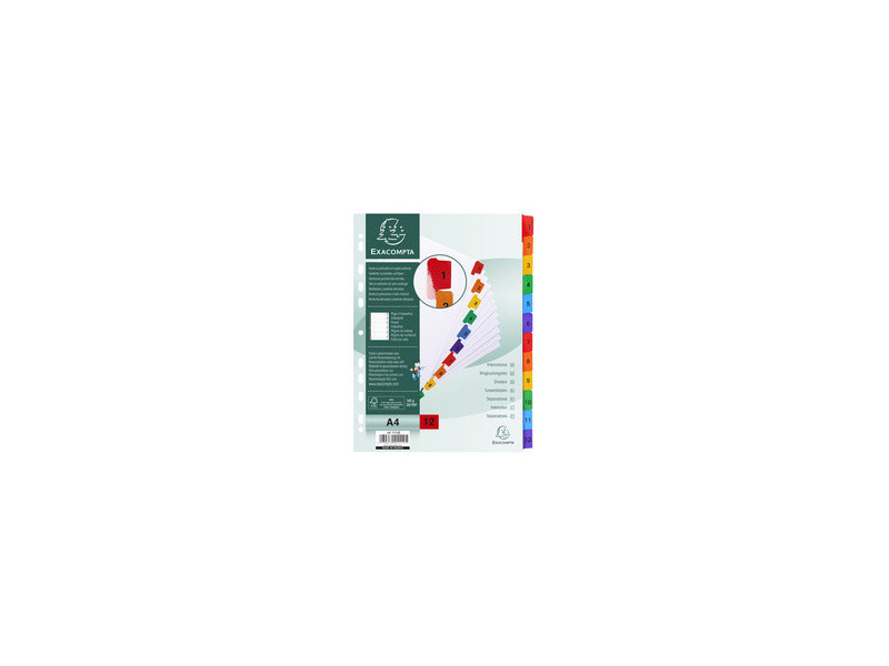 EXACOMPTA Intercalaires en carton 1-12, A4, 12 touches