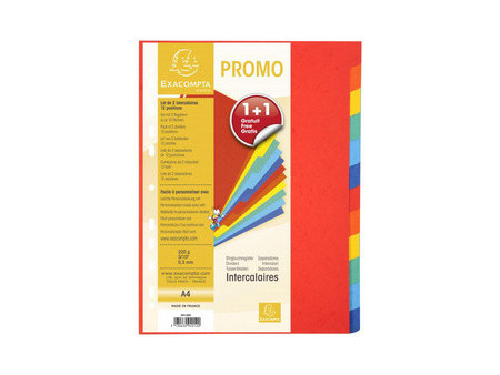 EXACOMPTA Intercalaires en carton, A4, 12 touches, promo 1+1