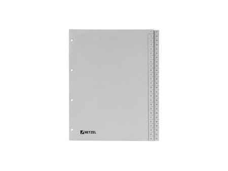 HETZEL Intercalaires en plastique, chiffres, A4, 1-31, PP