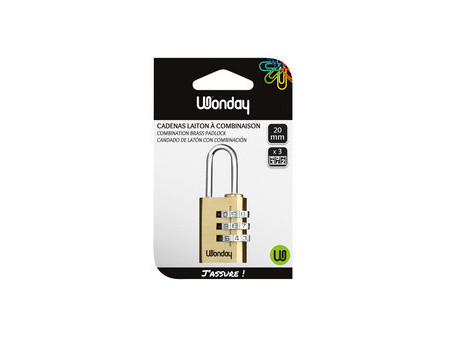 Wonday Cadenas à combinaison, en laiton, 20 mm