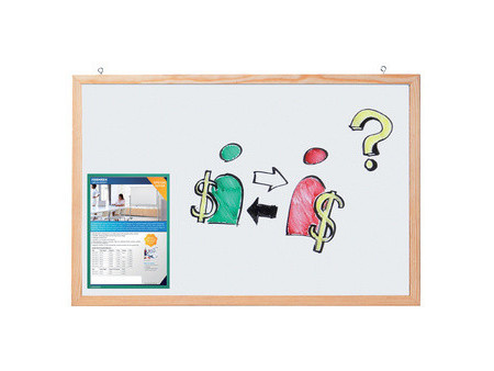 FRANKEN Tableau mural blanc avec cadre en bois, 1.200 x 800