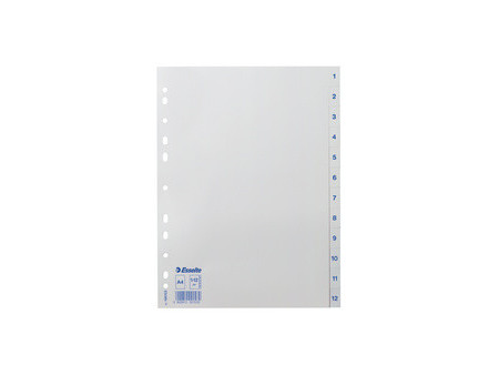 esselte Intercalaires en plastique, chiffres, A4, 1-12