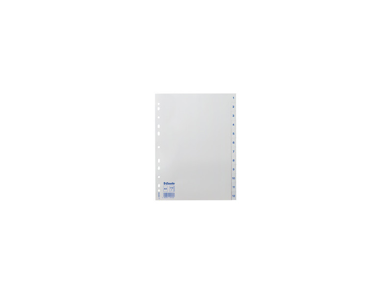 esselte Intercalaires en plastique, chiffres, A4, 1-12