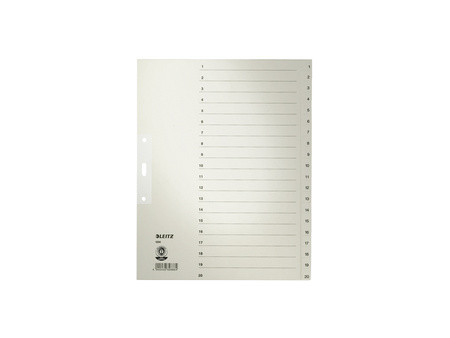 LEITZ Intercalaires en papier naturel, numéroté, format A4