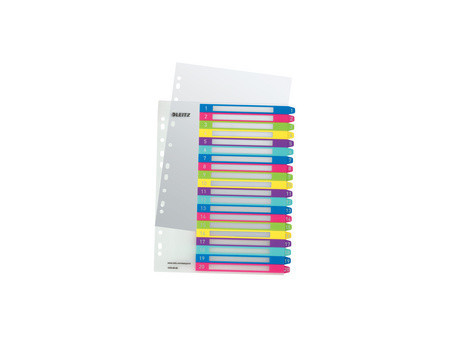 LEITZ Intercalaires en plastique WOW, numéroté, A4, 1-6