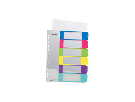 LEITZ Intercalaires en plastique WOW, numéroté, A4, 1-6