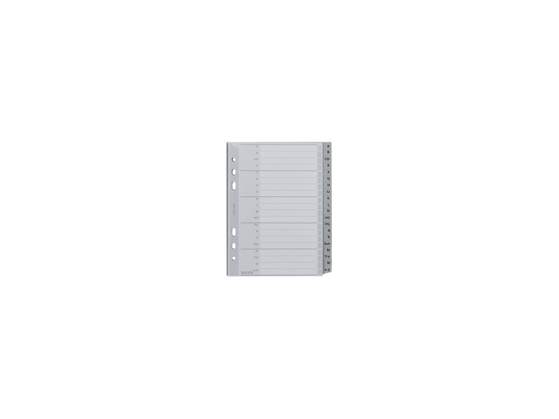 LEITZ Intercalaires en plastique, A-Z, A5 paysage, PP, gris