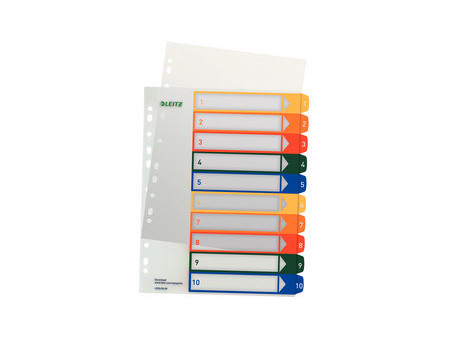 LEITZ Intercalaires en plastique, numéroté, format A4 extra