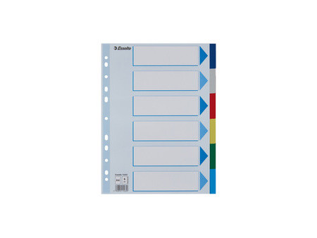 Esselte Intercalaires en plastique, uni, A4, PP, 5 touches