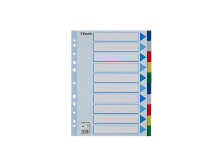 Esselte Intercalaires en plastique, uni, A4, PP,10 touches