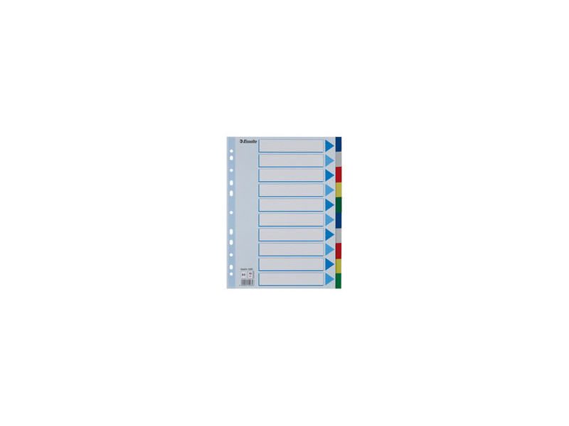 Esselte Intercalaires en plastique, uni, A4, PP,10 touches