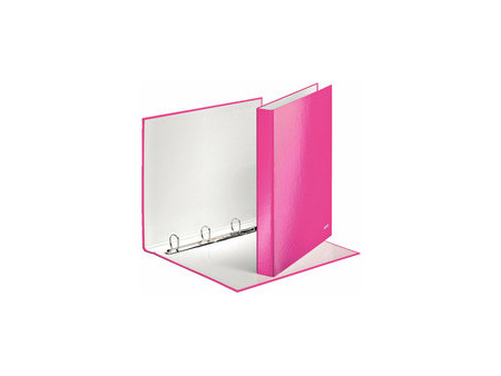 LEITZ Classeur à anneaux WOW, format A4, carton rigide, rose