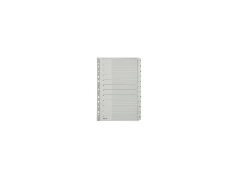 LEITZ Intercalaires en carton mylar, chiffres, A4, 1-12,gris