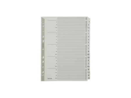 LEITZ Intercalaires, mylar, carton, A-Z, A4, 20 touches,gris