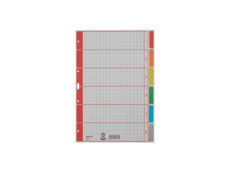 LEITZ Intercalaires en carton extra solide, blanc, A4, 10