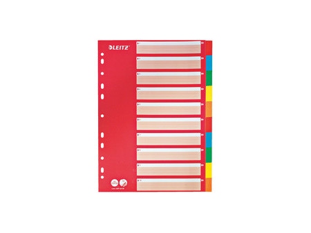 LEITZ Intercalaires en carton, blanc, A4, 10 touches,
