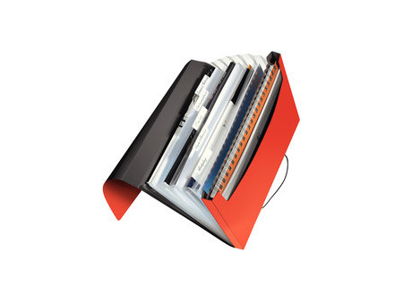 LEITZ Trieur ménager Solid, A4, PP, 6 compartiments, rouge