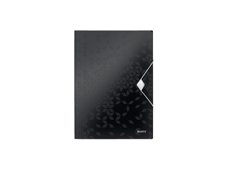 LEITZ Chemise à élastique WOW, A4, PP, noir métallisé