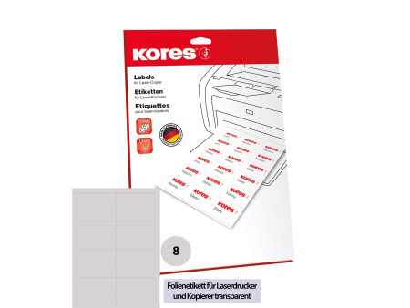 Kores Etiquette en film, 105 x 74 mm, transparent