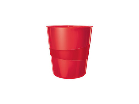 LEITZ Corbeille à papier WOW, en plastique, 15 litres, rouge
