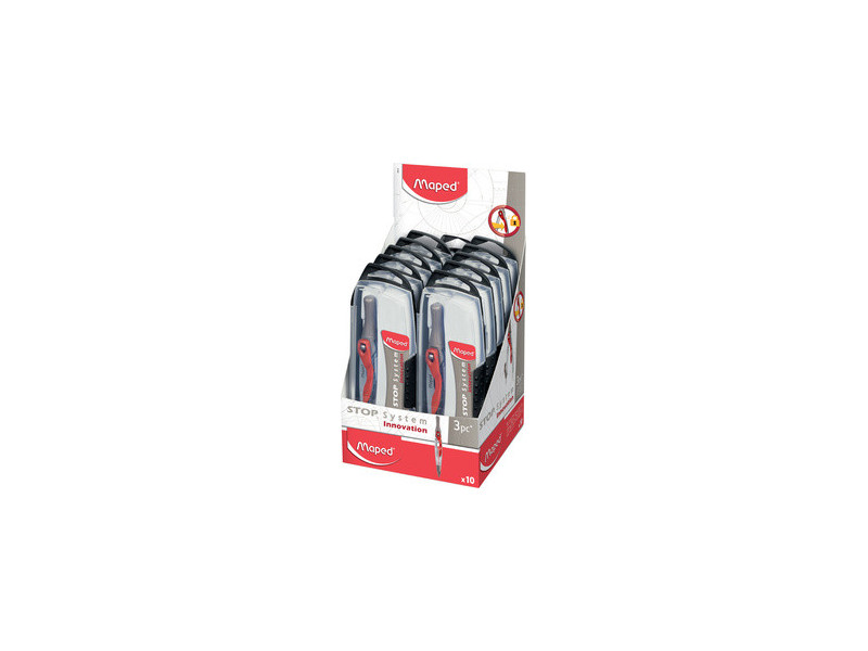 Maped Boîte de compas Stop System, 3 pièces, présentoir 10