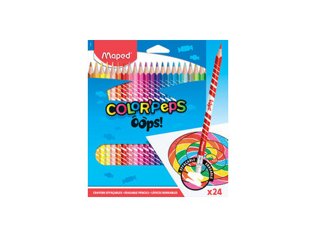 Maped Crayons de couleur COLOR'PEPS, effaçable, étui de 24