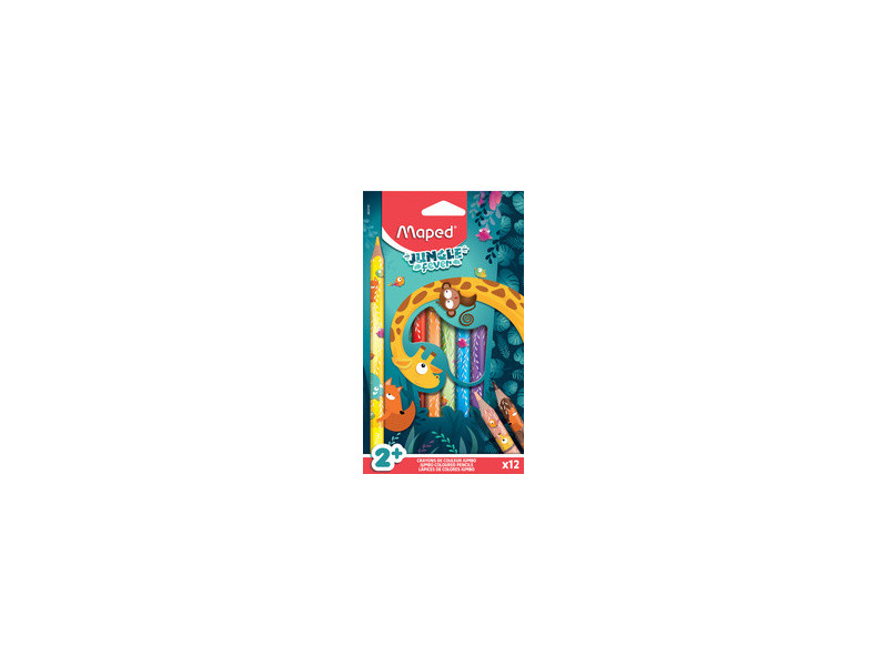 Maped Crayon de couleur JUNGLE fever JUMBO, étui de 12