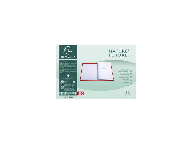 EXACOMPTA Sous-chemises Cotes de plaidoirie, A4, blanc