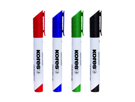 Kores kit de marqueurs pour tableau blanc, 4 marqueurs +