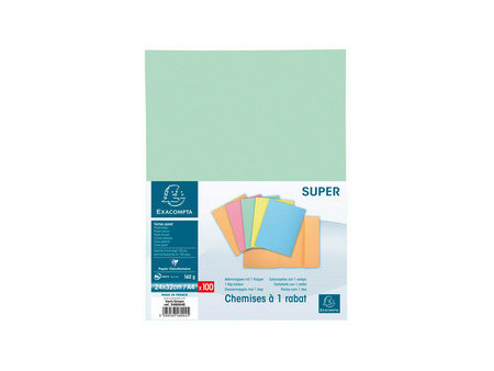 EXACOMPTA Chemise 1 rabat SUPER 160, A4, assorti