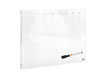 nobo Tableau blanc en verre planning hebdomadaire, blanc