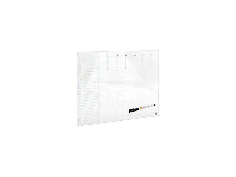 nobo Tableau blanc en verre planning hebdomadaire, blanc