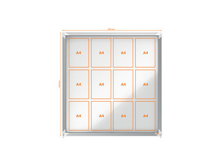 nobo Vitrine, porte coulissante, fond en métal, 12 x A4