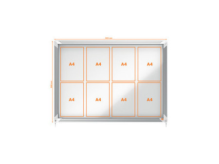 nobo Vitrine, porte coulissante, fond en métal, 12 x A4