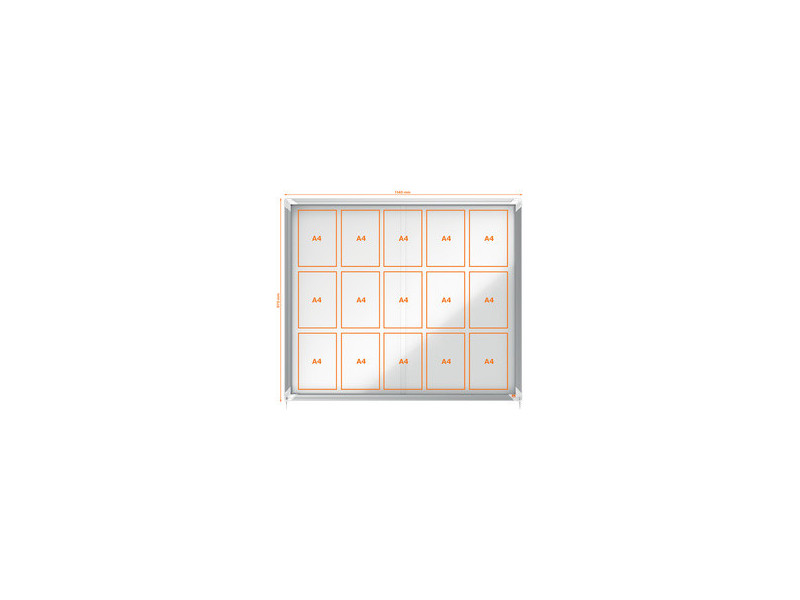 nobo Vitrine, porte coulissante, fond en métal, 27 x A4