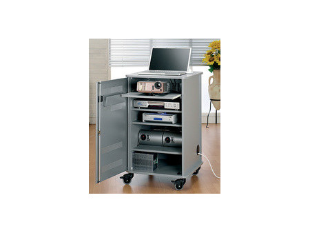 nobo Armoire mobile multimédia en aluminium, 4 plateaux