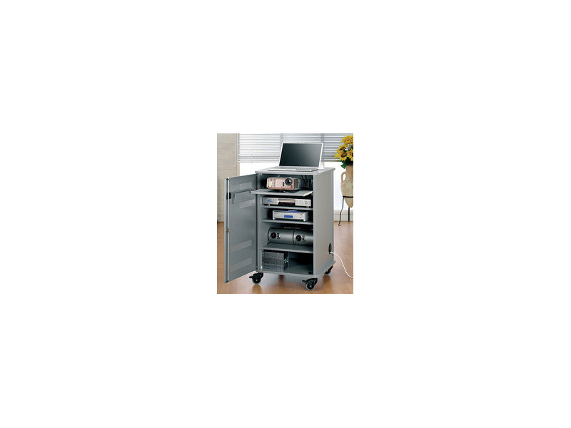 nobo Armoire mobile multimédia en aluminium, 4 plateaux