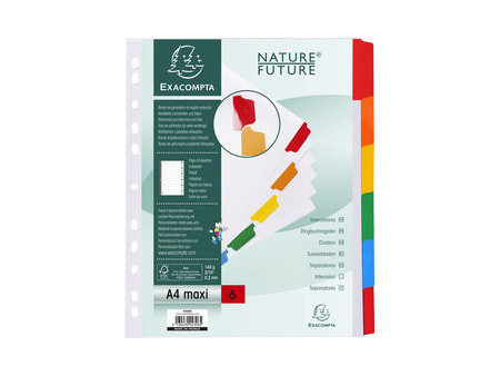 EXACOMPTA Intercalaires en carton, A4 Maxi, 6 touches