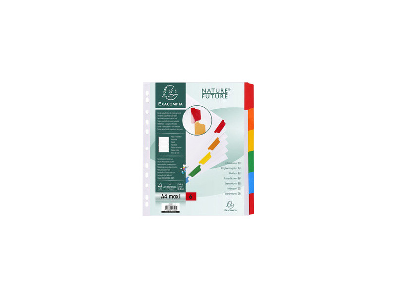 EXACOMPTA Intercalaires en carton, A4 Maxi, 6 touches