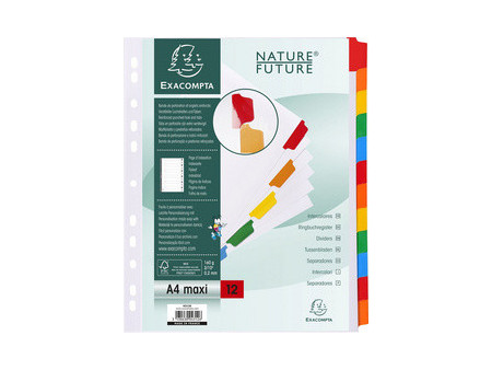 EXACOMPTA Intercalaires en carton, A4 Maxi, 12 touches