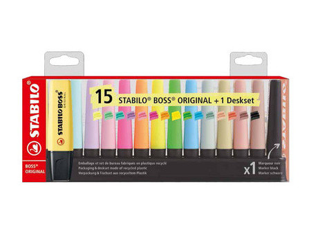 STABILO Surligneur BOSS ORIGINAL, set de table de 15