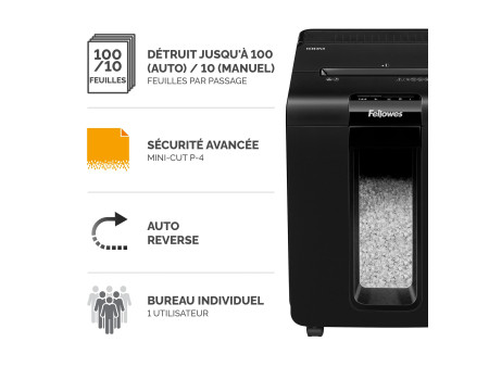 Fellowes Destructeur de documents AutoMax 100M, particules
