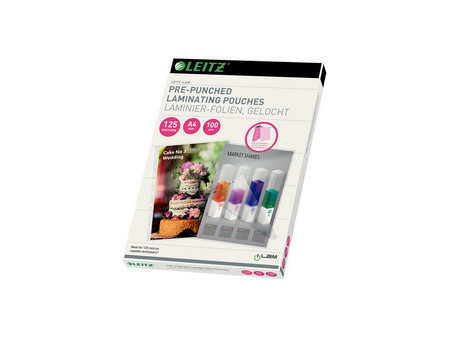 LEITZ Pochette de plastification, A4, trous de classement,
