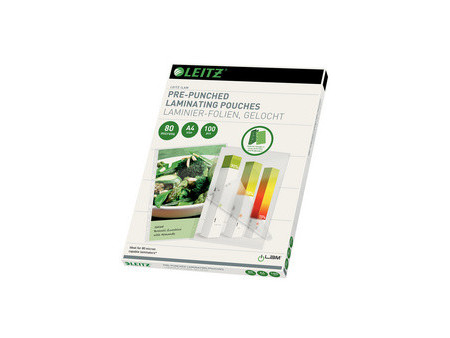 LEITZ Pochette de plastification, A4, trous de classement,